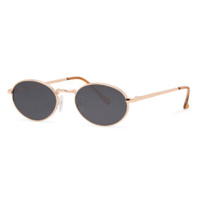 Metalen ovale zonnebril rosé goud met zwarte UV400 glazen – Unisex zonnebril