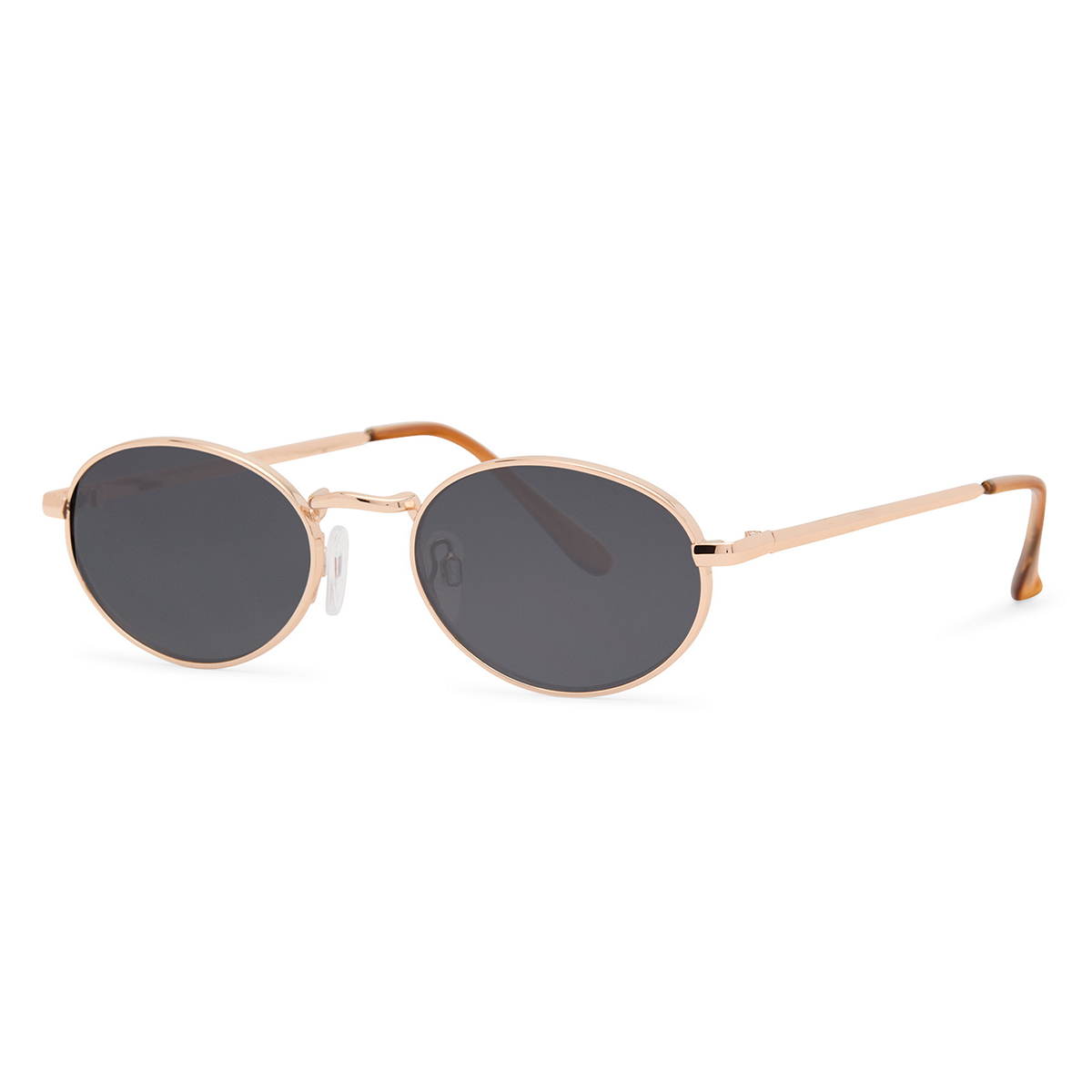 Metalen ovale zonnebril rosé goud met zwarte UV400 glazen – Unisex zonnebril