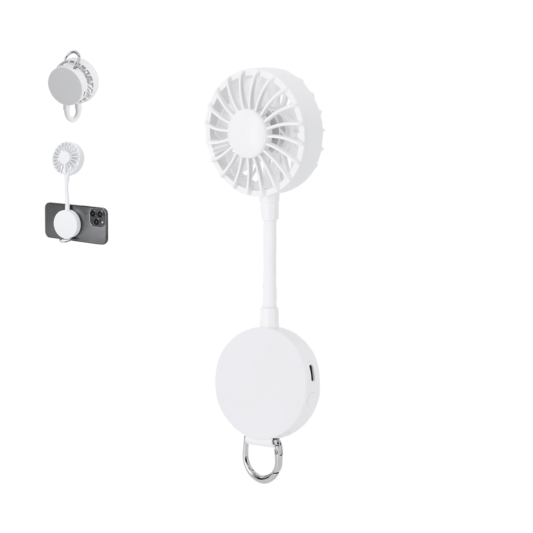 Handventilator met magneet voor telefoon - USB oplaadbaar - Wit - Afbeelding 3