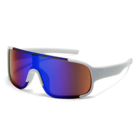 Sport zonnebril met semi randloos montuur en witte pootjes - Multicolor glas