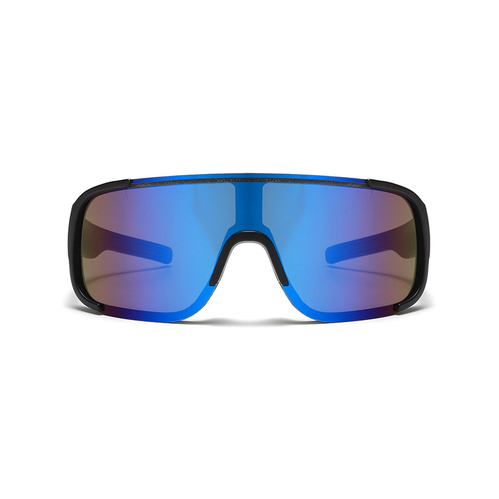 Sport zonnebril met semi randloos montuur en matzwarte pootjes - Blauw glas - Afbeelding 2
