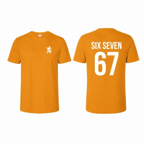 Kinder oranje T-shirt - Six Seven