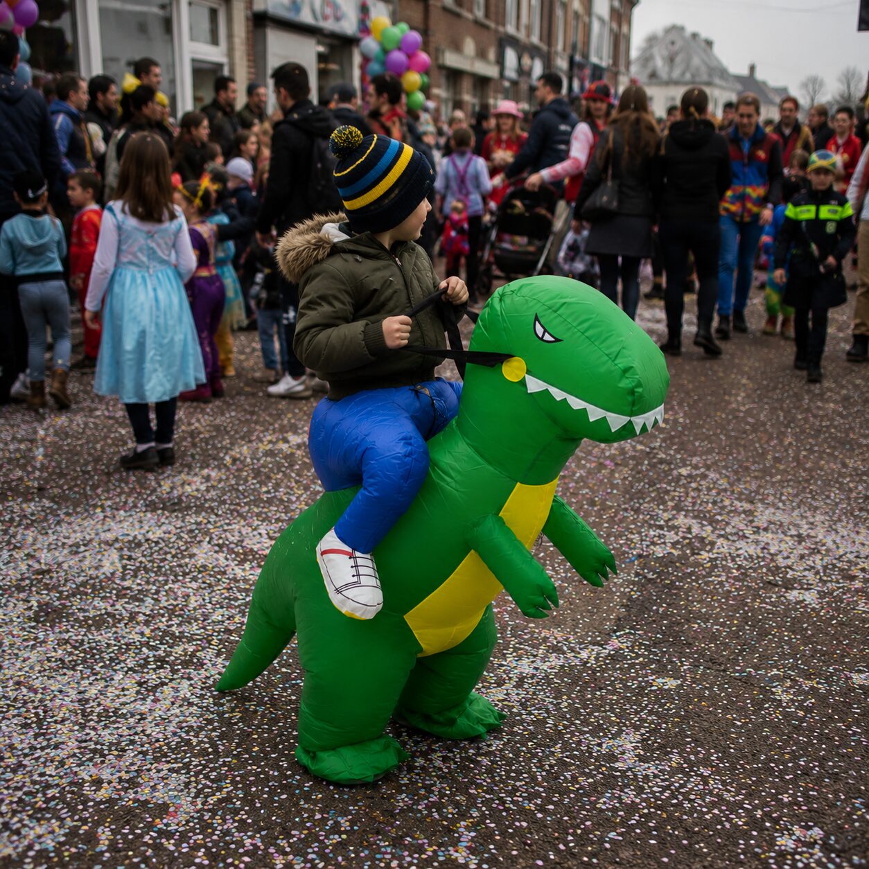 Opblaaskostuum dinosaurus - T-Rex kostuum - Dinopak voor kinderen - 6-12 jaar - Groen - Afbeelding 5