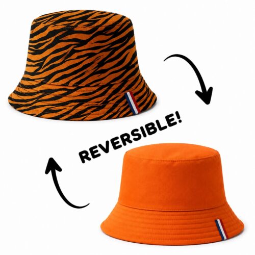 Yucka reversible vissershoedje oranje/tijgerprint - 58 cm