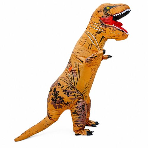 Opblaaskostuum dinosaurus - T-Rex kostuum - Dinopak voor volwassenen - Bruin