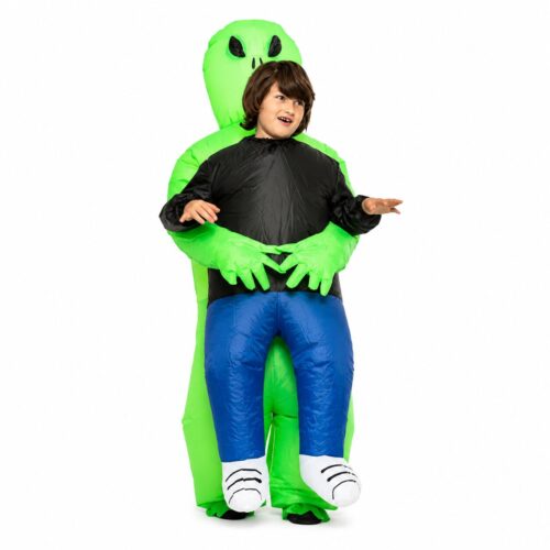 Opblaaskostuum Alien - Verkleedpak - Alien pak voor kinderen - 6-12 jaar - Groen