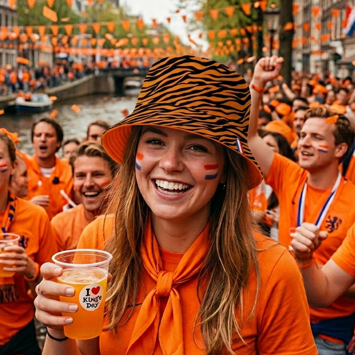 Yucka reversible vissershoedje oranje/tijgerprint - 58 cm - Afbeelding 2