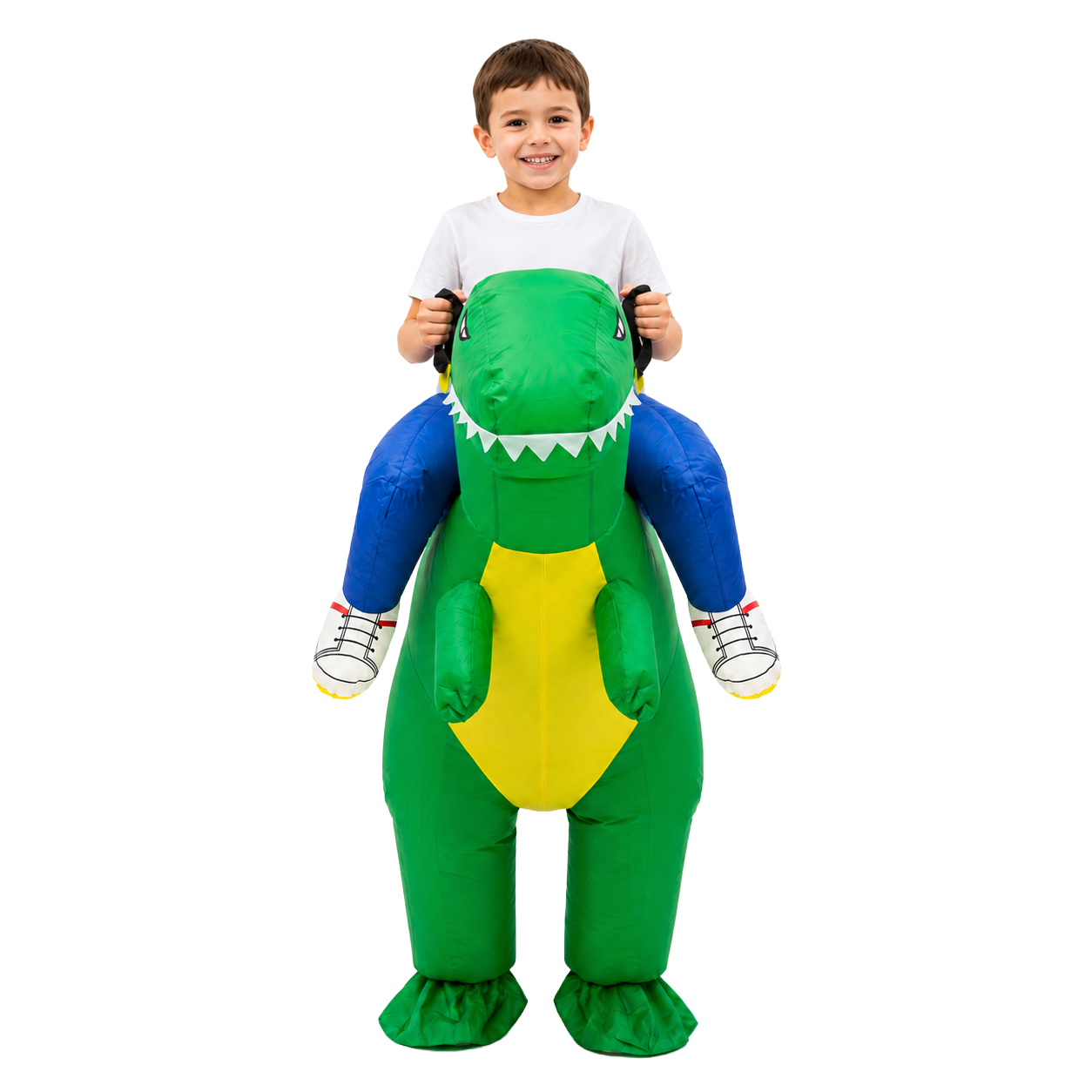 Opblaaskostuum dinosaurus - T-Rex kostuum - Dinopak voor kinderen - 6-12 jaar - Groen - Afbeelding 2