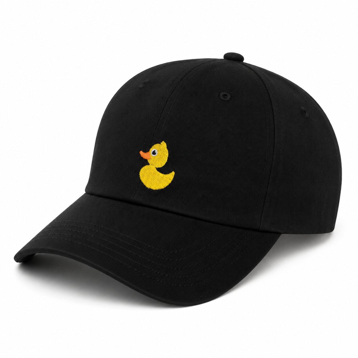 Pet met badeendje - Baseball cap met verstelbare metalen gesp – Unisex festival cap - Zwart