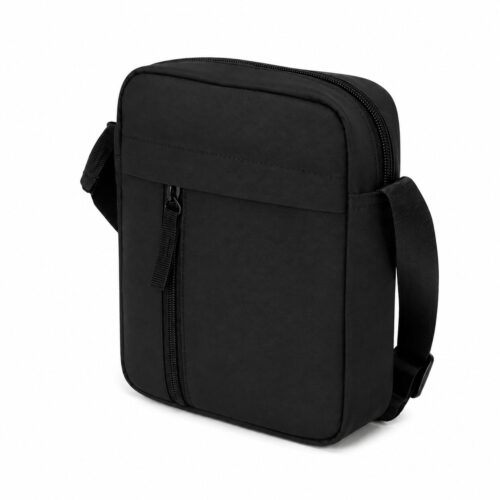 Schoudertas van nylon - Crossbody tas met voorvak - Zwart