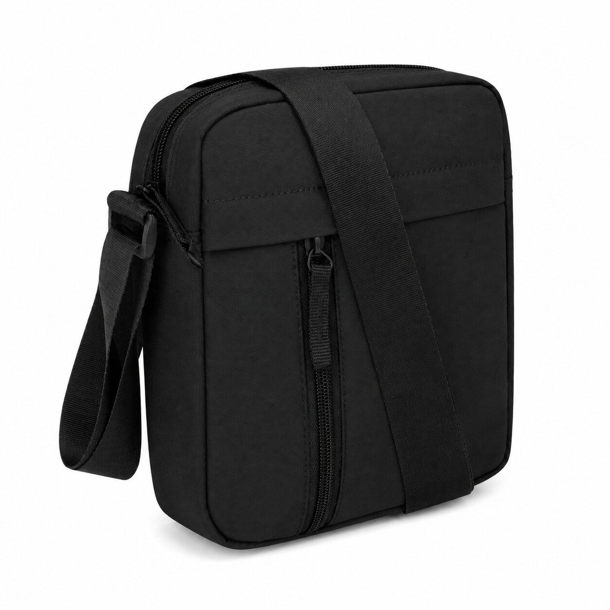Schoudertas van nylon - Crossbody tas met voorvak - Zwart - Afbeelding 2