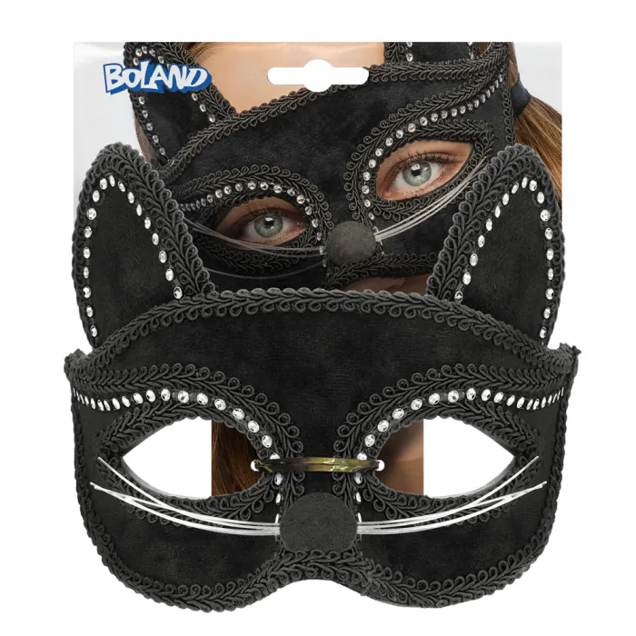 Kattenmasker - Dierenmasker met lintsluiting - Zwart - Afbeelding 6