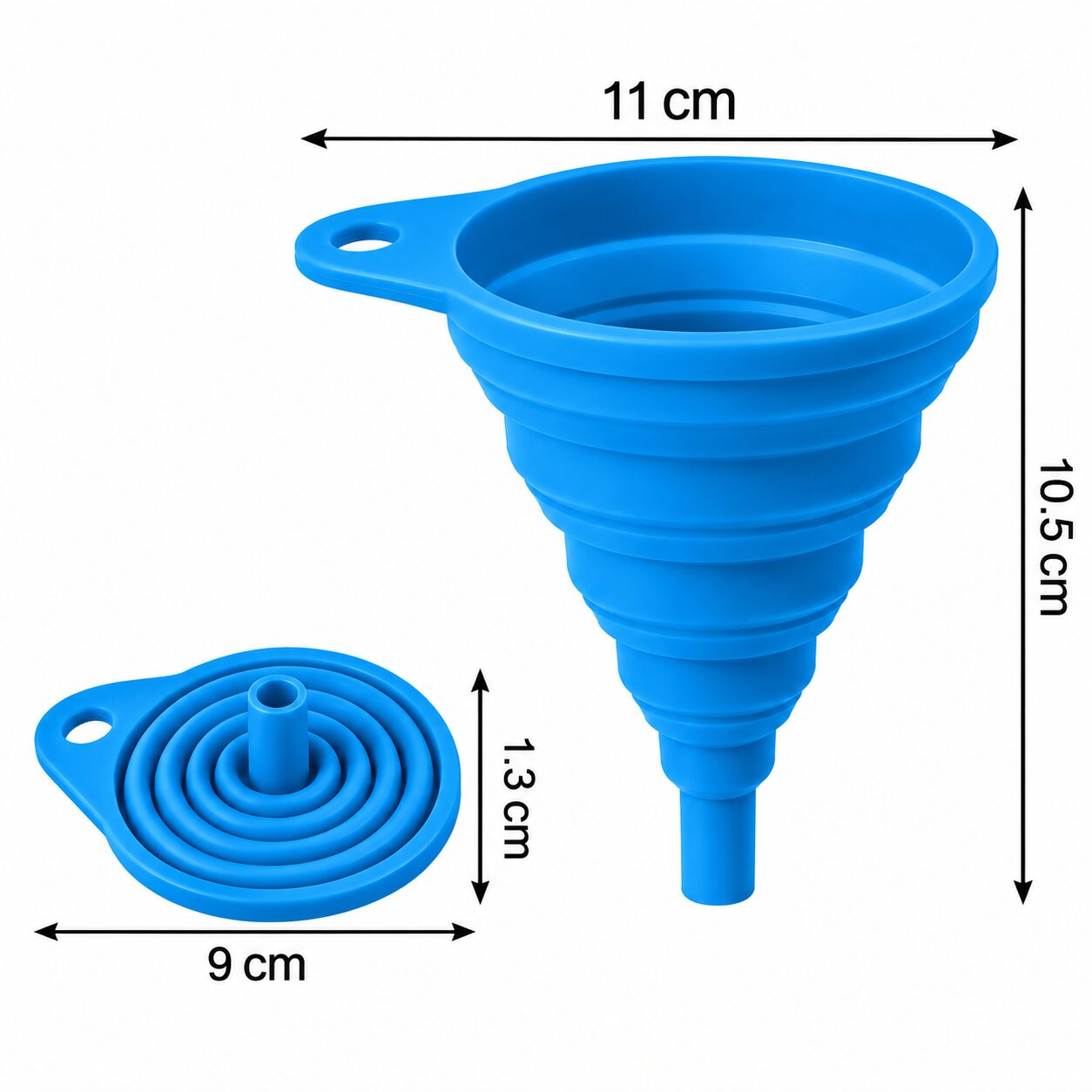 Opvouwbare siliconen trechter met ophanghaak - Sky Blue - Afbeelding 2