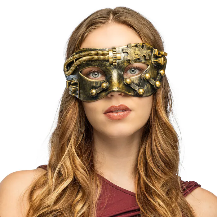 Steampunk masker - Oogmasker met elastiek sluiting - Goud - Afbeelding 6