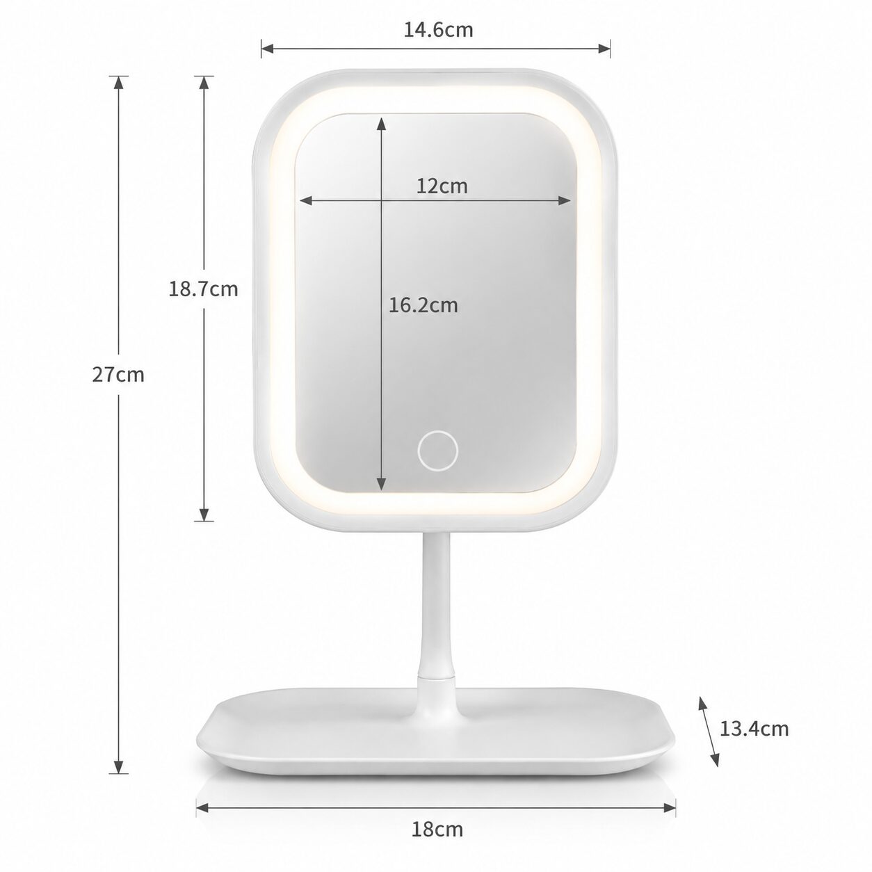 Duradis - Kantelbare make-up spiegel op standaard - Met touch lichtbediening - USB oplaadbaar - Afbeelding 2