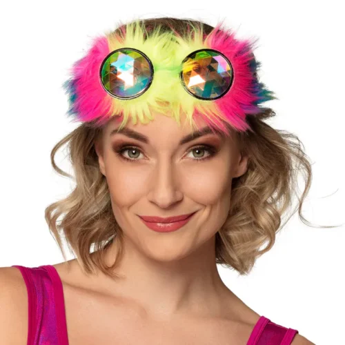 Caleidoscoopbril regenboog - Partybril met verstelbare elastieken band - Regenboog