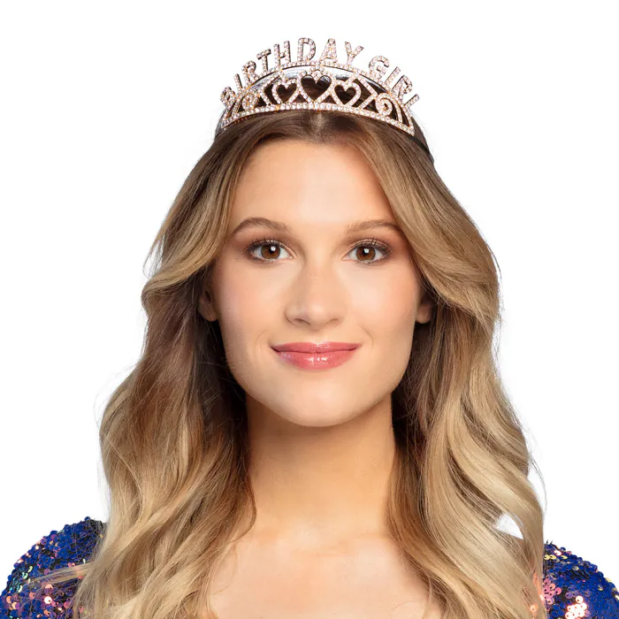 Birthday tiara - Kroontje met steentjes - Roségoud - Afbeelding 5