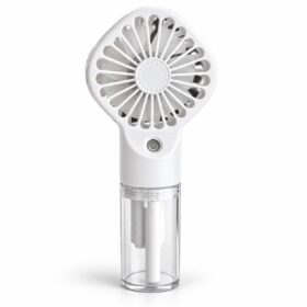 Handventilator USB oplaadbaar - Met vernevelaar - 4 snelheden - Wit