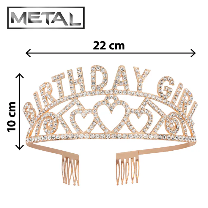 Birthday tiara - Kroontje met steentjes - Roségoud - Afbeelding 3
