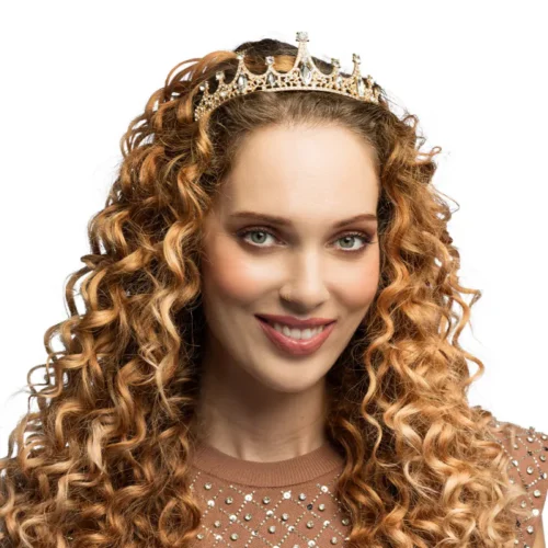 Metalen tiara - Kroontje met steentjes - Roségoud