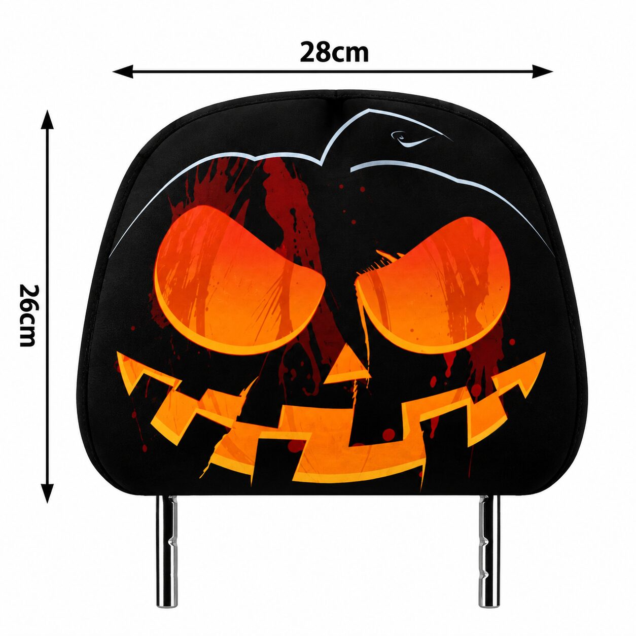 Halloween Auto Hoofdsteunhoezen – Pompoen gezicht – 2 stuks - Afbeelding 2