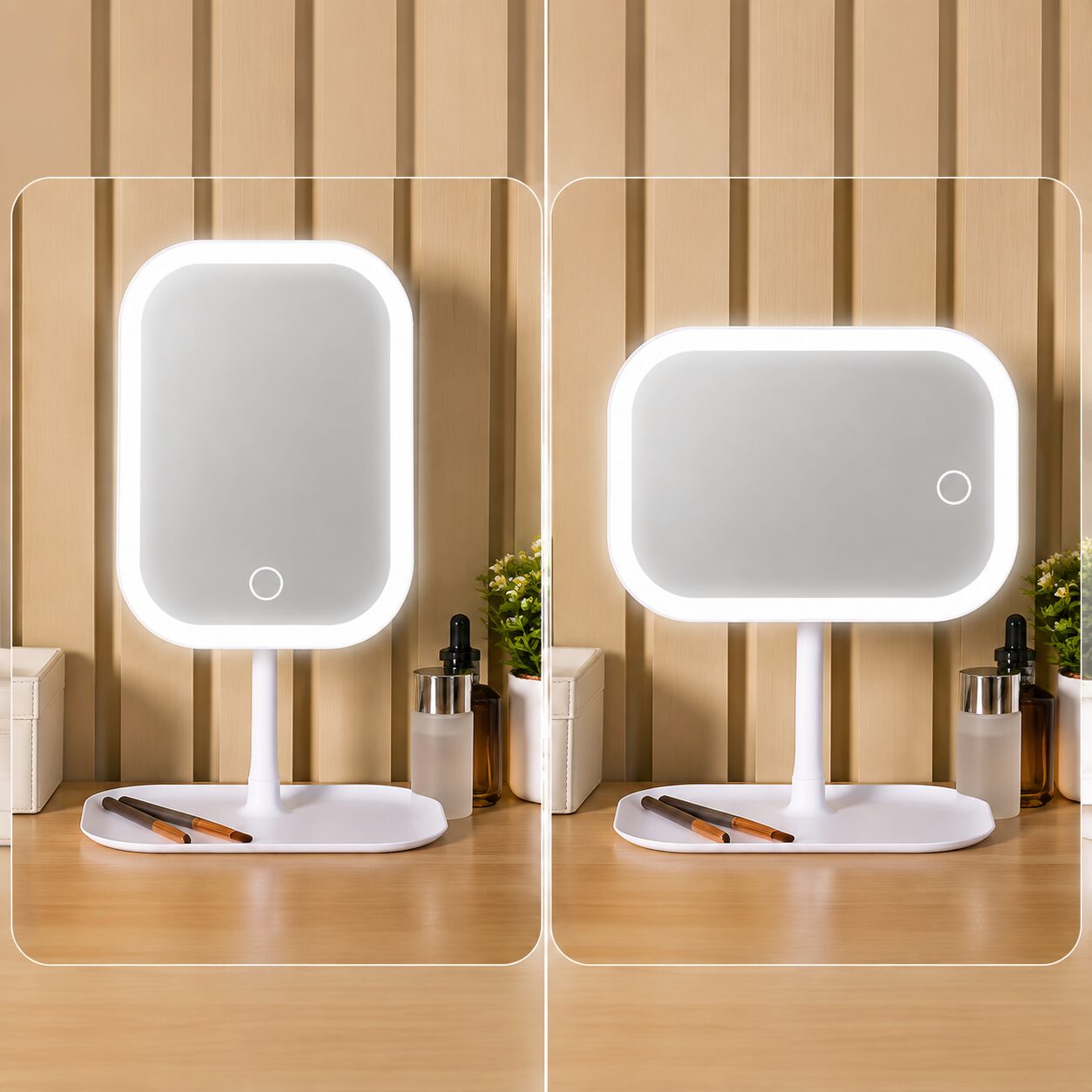 Duradis - Kantelbare make-up spiegel op standaard - Met touch lichtbediening - USB oplaadbaar - Afbeelding 6