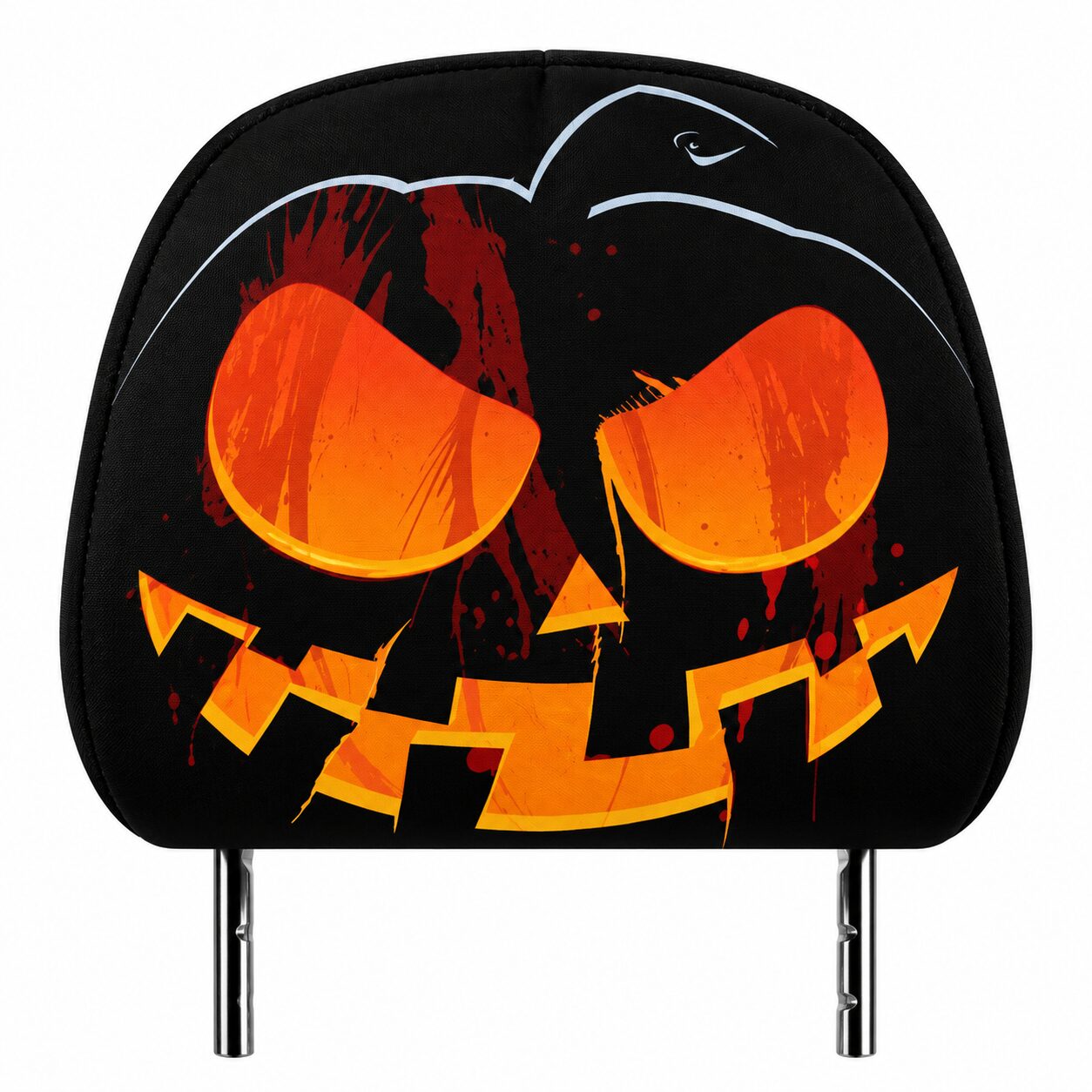 Halloween Auto Hoofdsteunhoezen – Pompoen gezicht – 2 stuks - Afbeelding 4