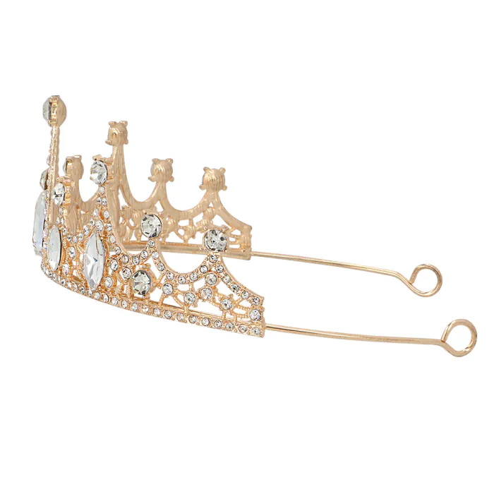 Metalen tiara - Kroontje met steentjes - Roségoud - Afbeelding 3