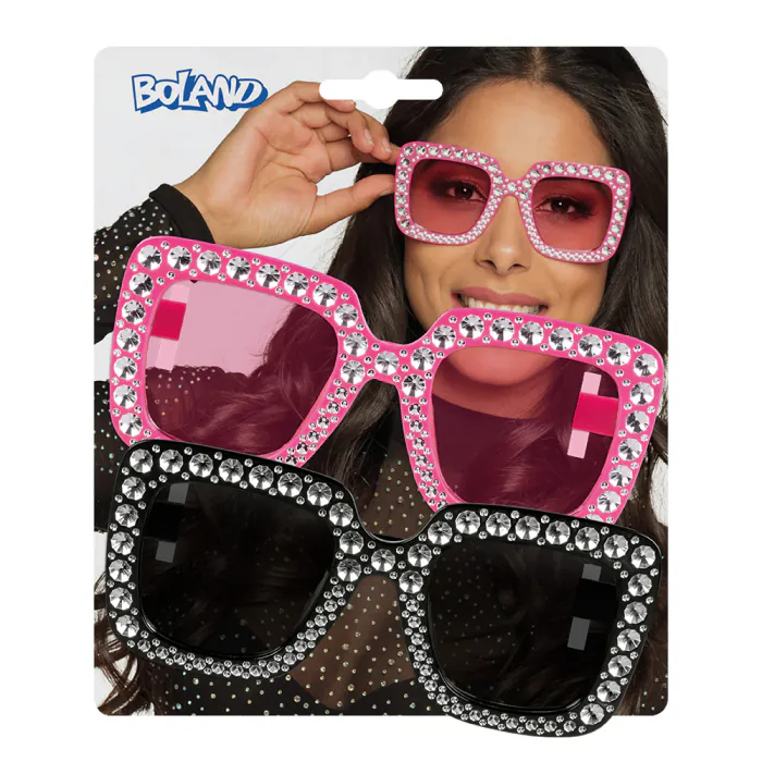 2 Partybrillen - Roze & Zwart - Festivalbril - Afbeelding 2