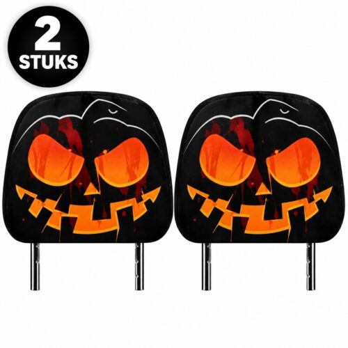 Halloween Auto Hoofdsteunhoezen – Pompoen gezicht – 2 stuks