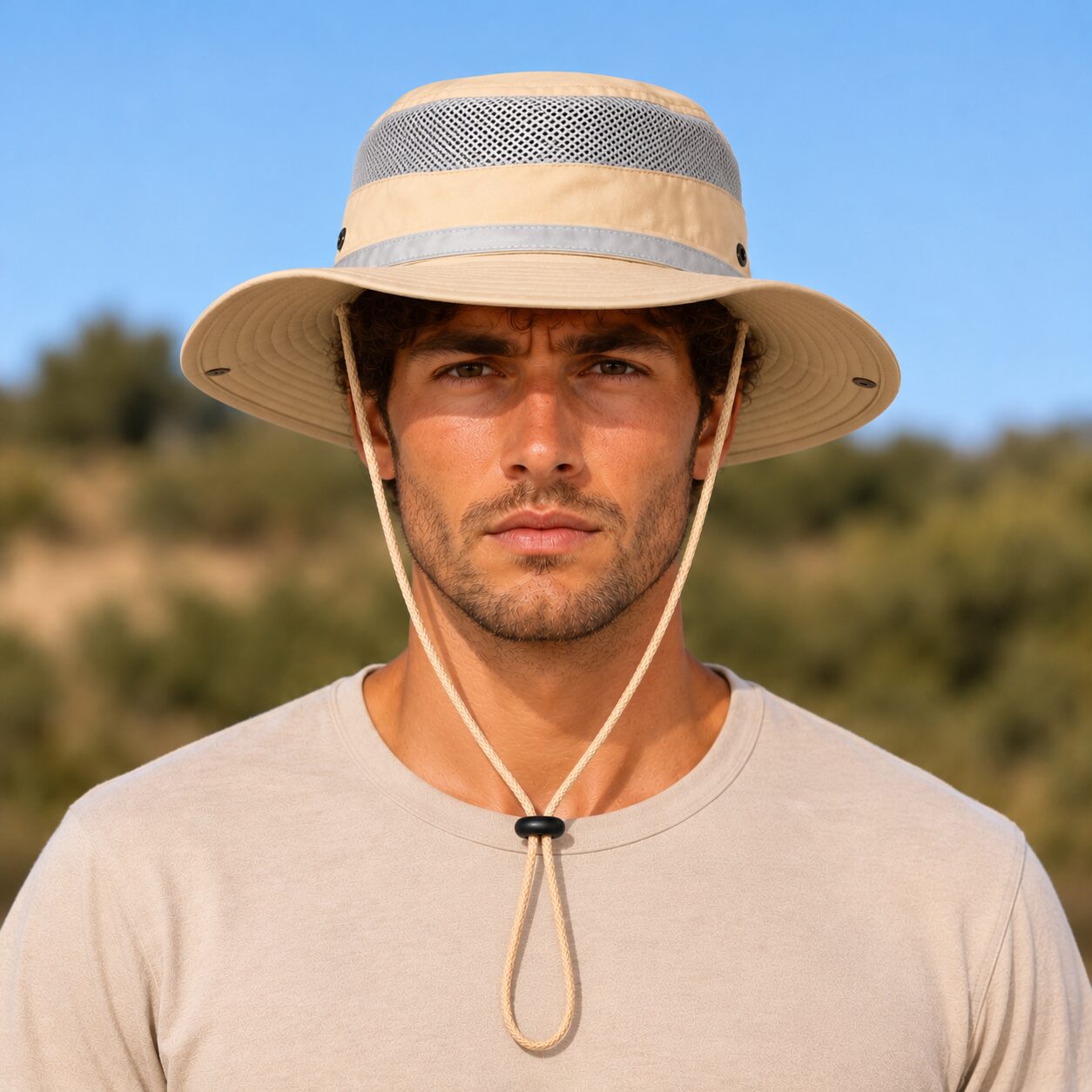 Safari hoed met mesh katoen beige - Afbeelding 4