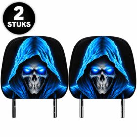 Halloween Auto Hoofdsteunhoezen – Blauw skelet – 2 stuks
