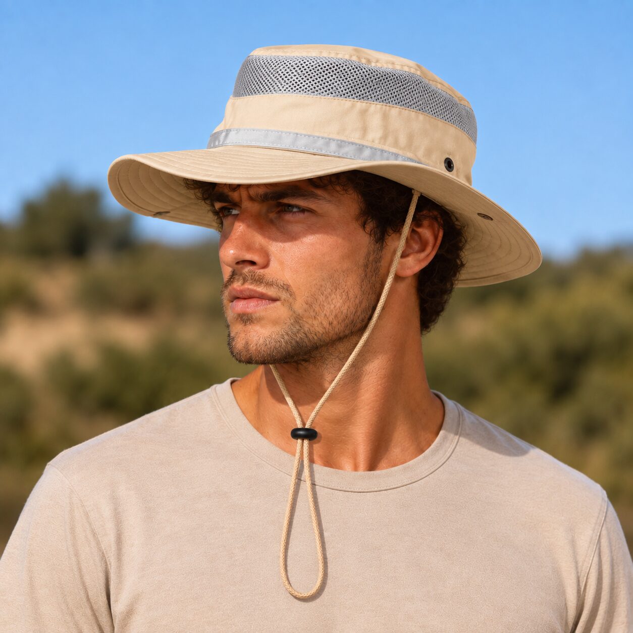 Safari hoed met mesh katoen beige - Afbeelding 2
