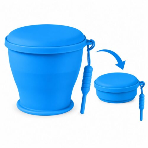 Opvouwbare siliconen drinkbeker - Sky Blue - 200 ml