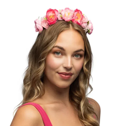 Bloemen haarband - Diadeem - Roze