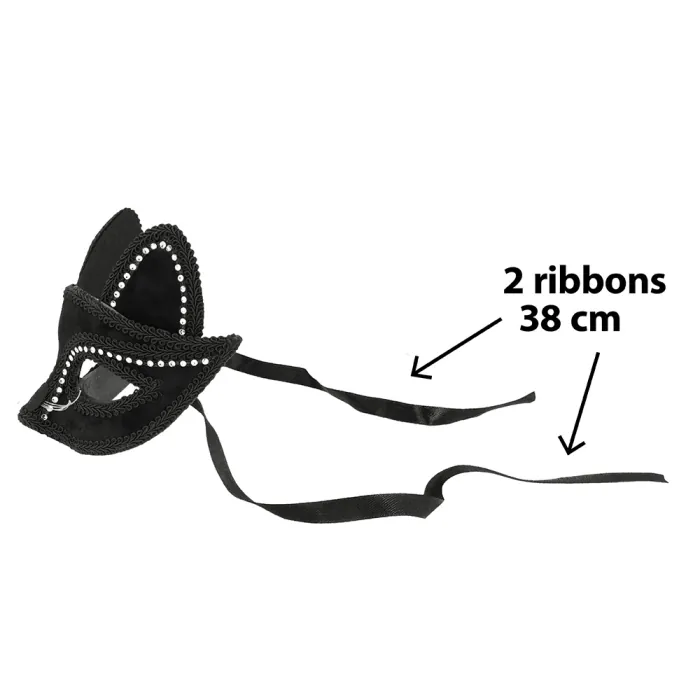 Kattenmasker - Dierenmasker met lintsluiting - Zwart - Afbeelding 4