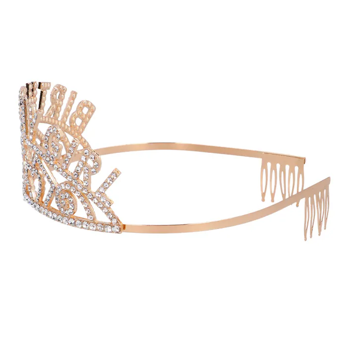 Birthday tiara - Kroontje met steentjes - Roségoud - Afbeelding 2