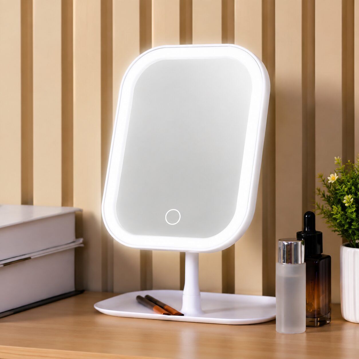 Duradis - Kantelbare make-up spiegel op standaard - Met touch lichtbediening - USB oplaadbaar - Afbeelding 4