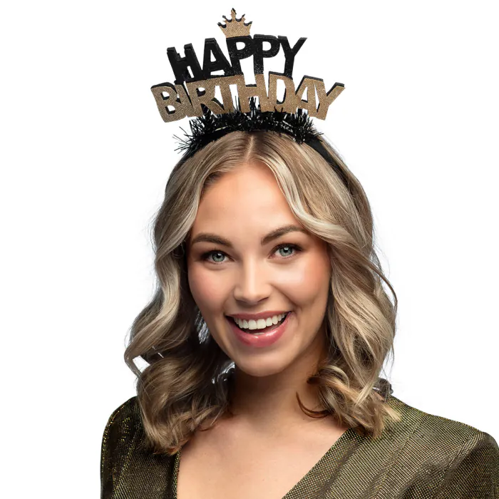 Happy Birthday haarband - Diadeem - Zwart