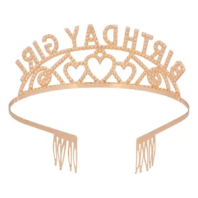Birthday tiara - Kroontje met steentjes - Roségoud
