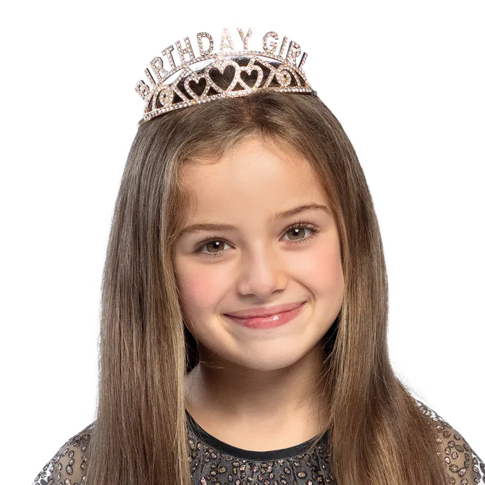 Birthday tiara - Kroontje met steentjes - Roségoud - Afbeelding 4