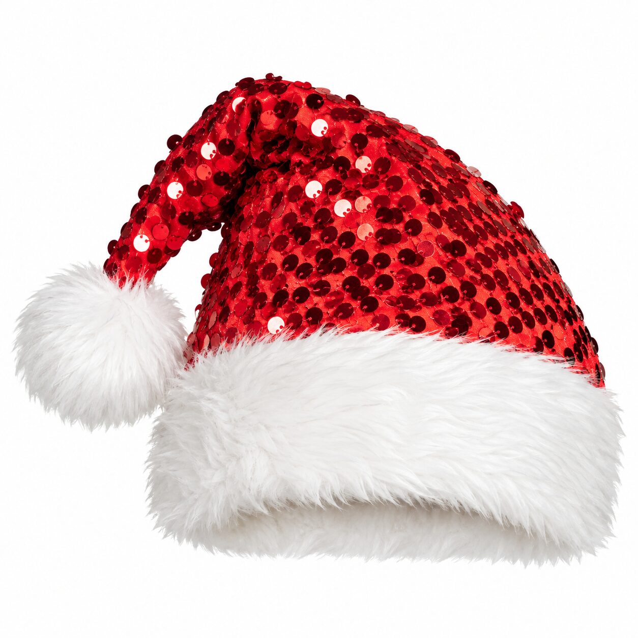 Kerstmuts met Glitter - Pailletten - Volwassenen - Rood - Afbeelding 2