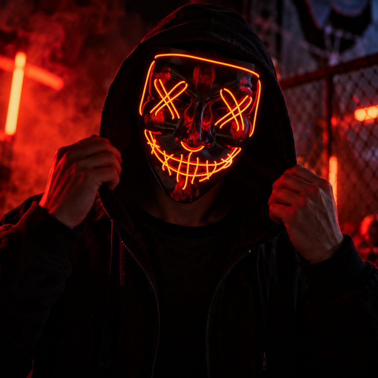 LED Masker Halloween – Purge Stijl – Met Controller – Rood Licht - Afbeelding 4