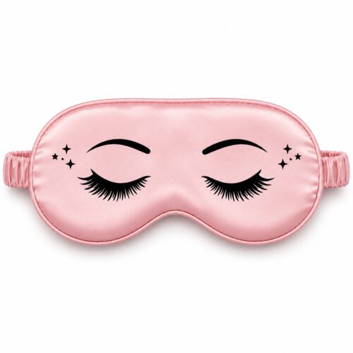 Slaapmasker wimpers met sterretjes - Satijn - Roze