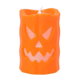 LED decoratie kaars pompoen - Halloween -10 x 6 cm