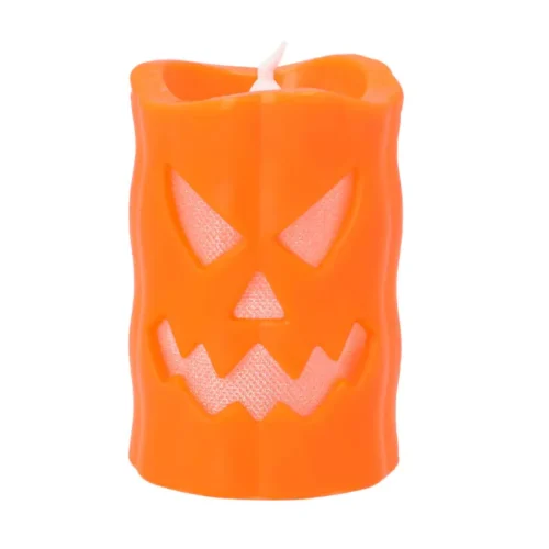 LED decoratie kaars pompoen - Halloween -10 x 6 cm