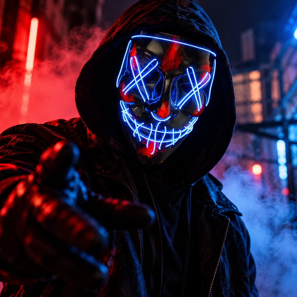 LED Masker Halloween – Purge Stijl – Met Controller – Wit Licht - Afbeelding 4