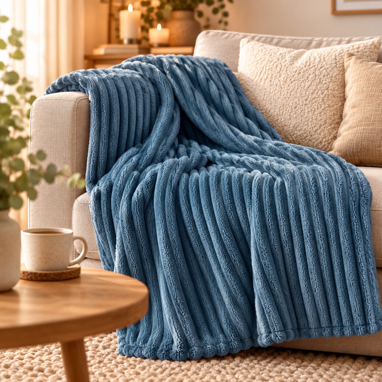 Fleece deken - 130 x 170 cm - Blauw - Afbeelding 3