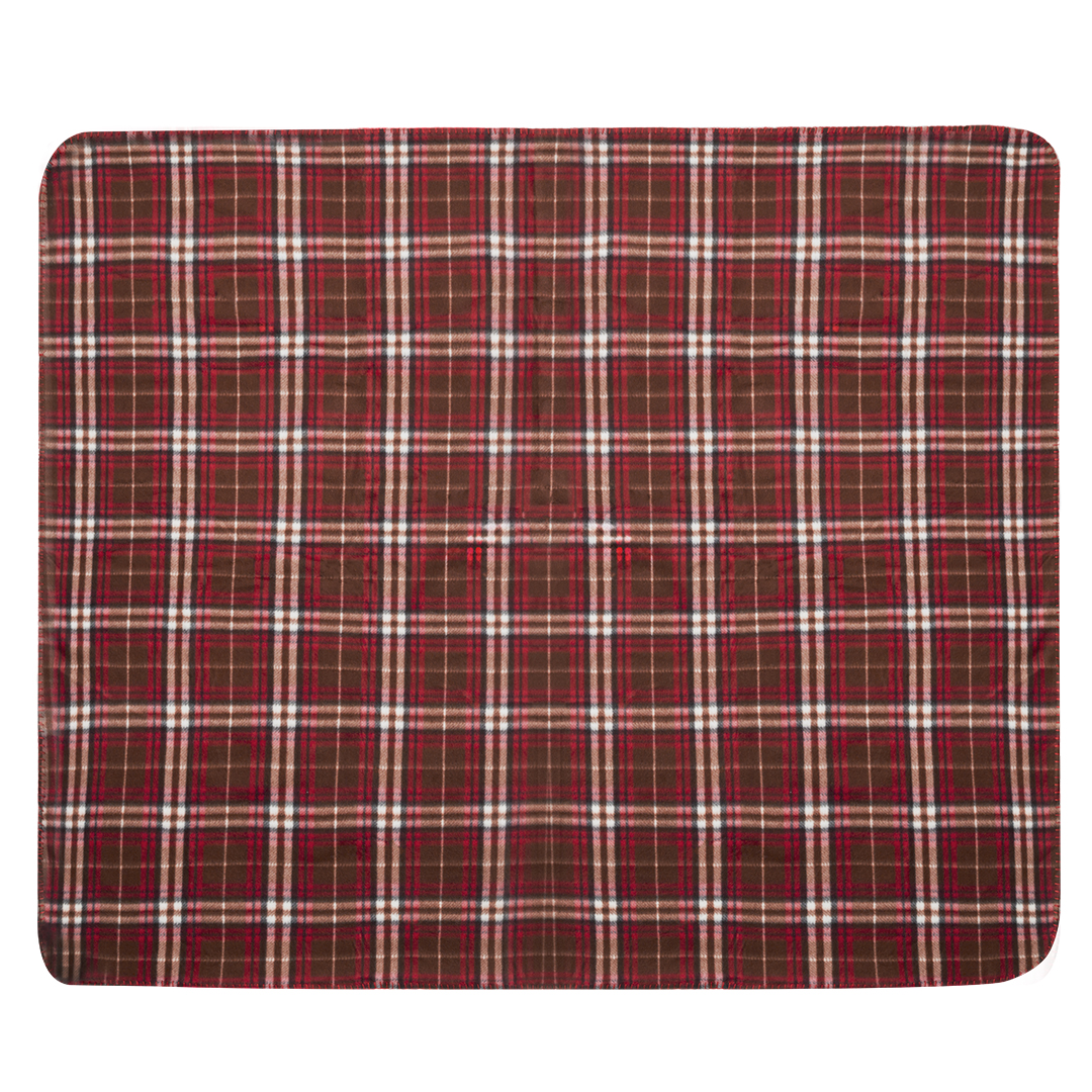 RPET fleece deken geruit met opbergzakje 150 x 120 cm rood - Afbeelding 3