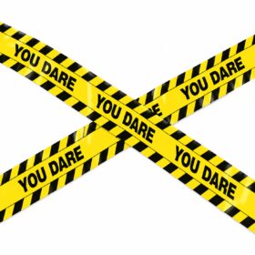 Halloween afzetlint You Dare 75 mm x 6 meter zwart/geel